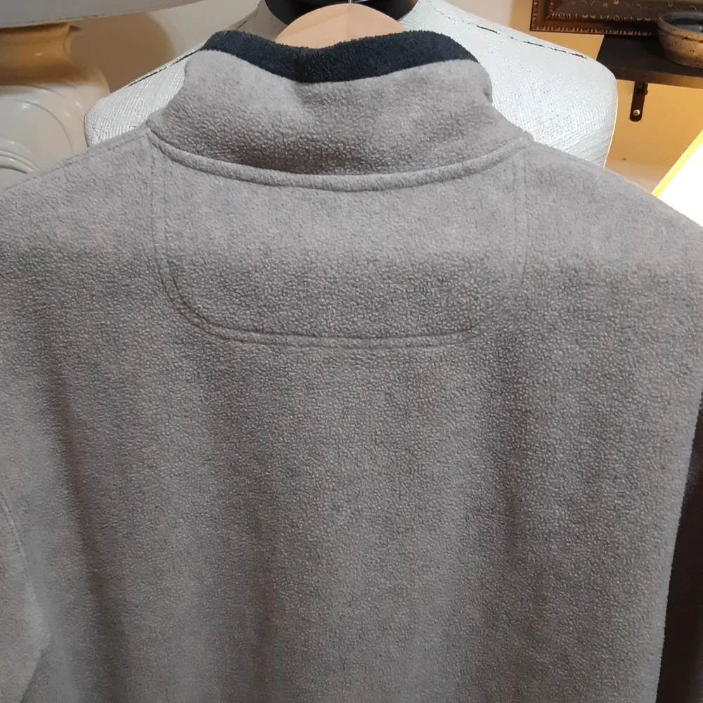 Mens Pullover Sweater Winter weather sz L St Johns b45 Gray zip long sleeve Warm